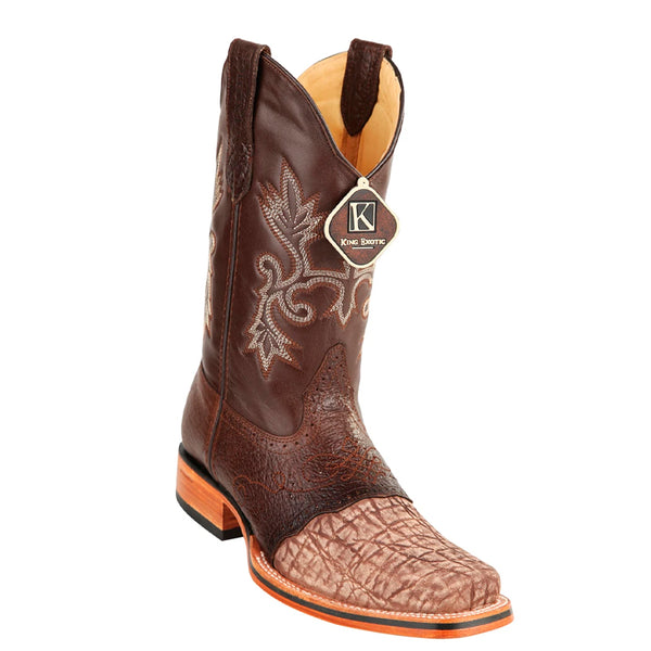 Men's King Exotic Elephant Skin Boots With Saddle Square Toe Handcrafted Oryx (48177011)