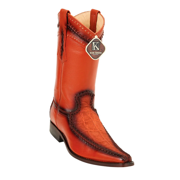 Men's King Exotic Genuine Elephant Boots European Toe Handcrafted Cognac (477bd7003)