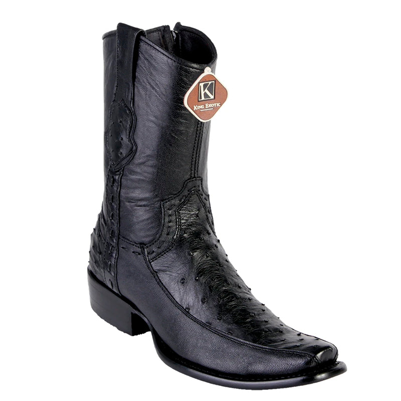 Men's King Exotic Genuine Ostrich Boots Dubai Toe Handcrafted Black (479BF0305)