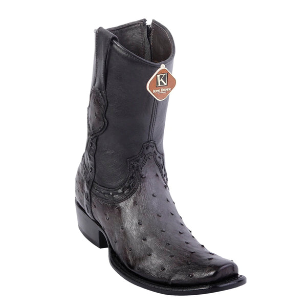 Men's King Exotic Genuine Ostrich Boots Dubai Toe Handcrafted Faded Gray  (479B0338)