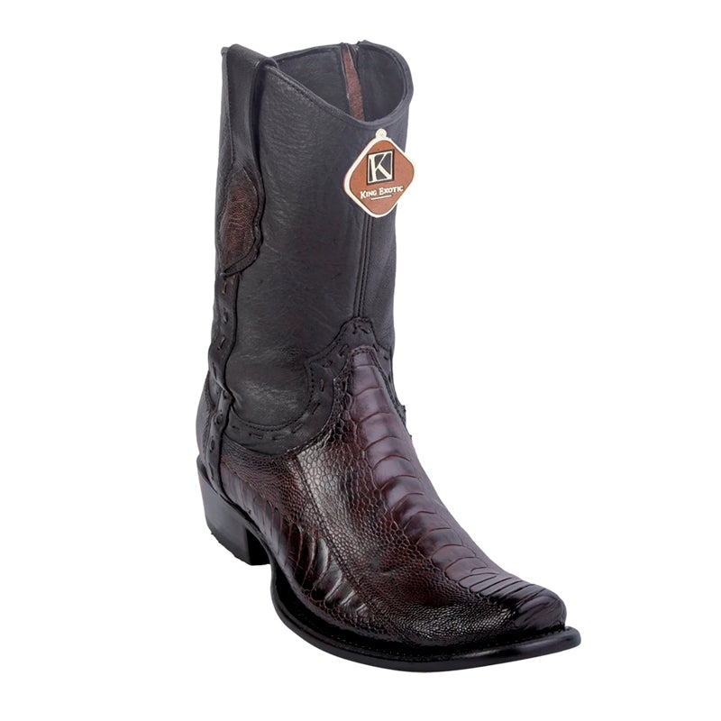 Men's King Exotic Genuine Ostrich Leg Boots Dubai Toe Handcrafted Faded Brown (479B0516)