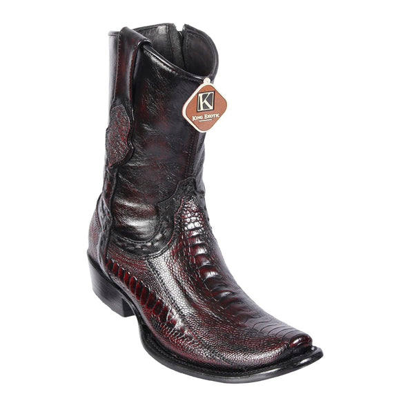 Men's King Exotic Genuine Ostrich Leg Boots Dubai Toe Handcrafted Black Cherry (479B0518)