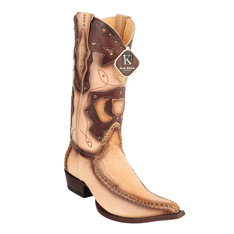 Men's King Exotic Genuine Sharkskin Boots 3x Toe Burnished Oryx (495v20911)