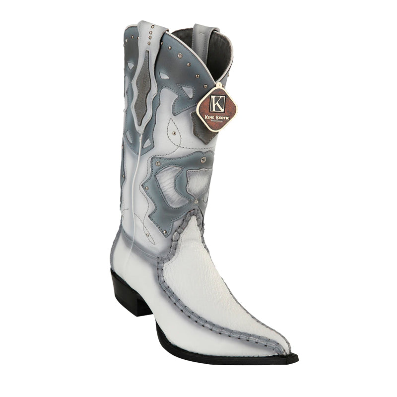 Men's King Exotic Genuine Sharkskin Boots 3x Toe Burnished White (495v20928)