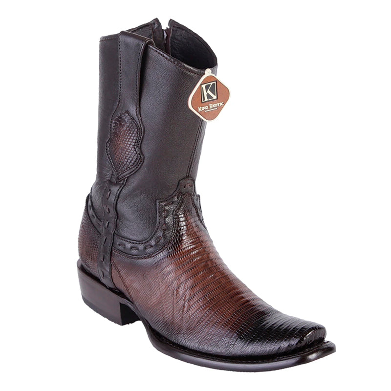 Men's King Exotic Lizard Boots With Inside Zipper Dubai Toe Handcrafted Faded Brown (479B0716)