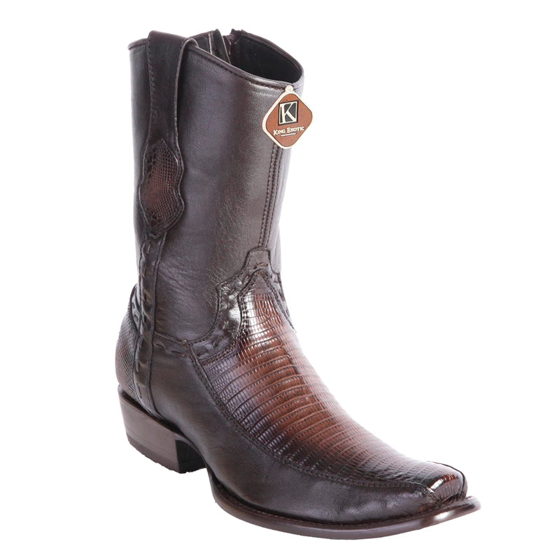 Men's King Exotic Lizard Boots With Inside Zipper Dubai Toe Handcrafted Faded Brown (479BF0716)