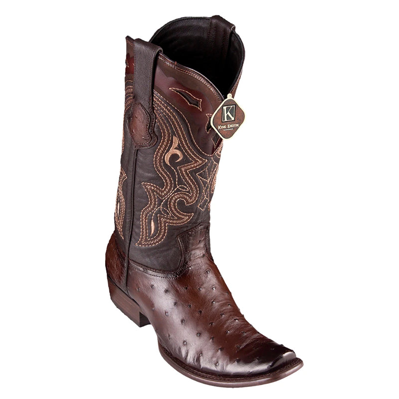 Men's King Exotic Ostrich Boots Dubai Toe Handcrafted Brown (4790307)