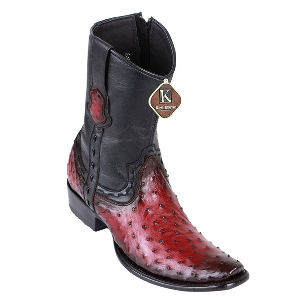 Men's King Exotic Ostrich Boots Dubai Toe Handcrafted Faded Burgundy (479B0343)