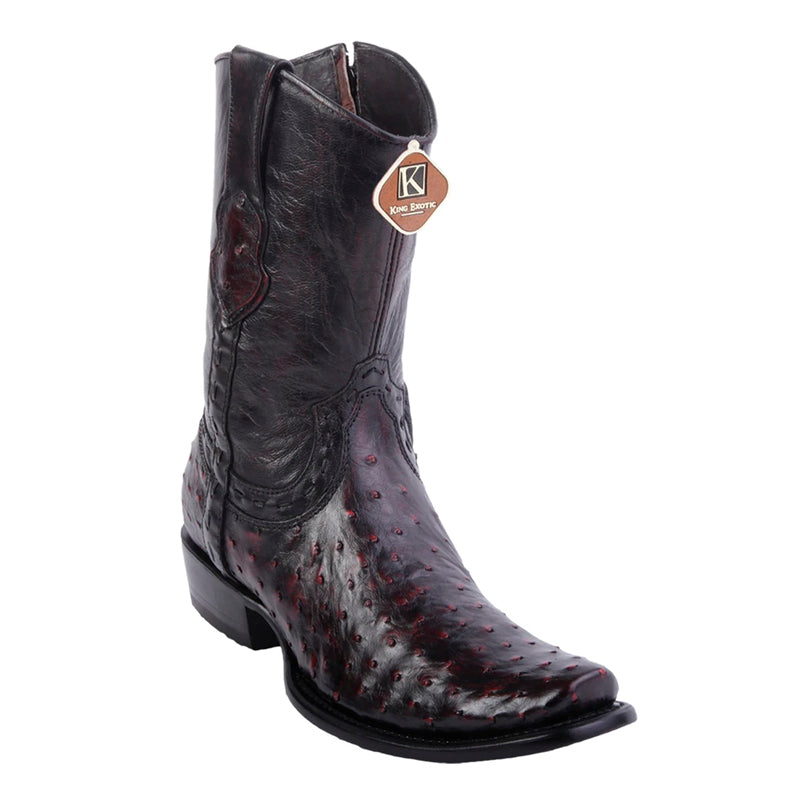 Men's King Exotic Ostrich Boots Dubai Toe Handcrafted Black Cherry (479B0318)