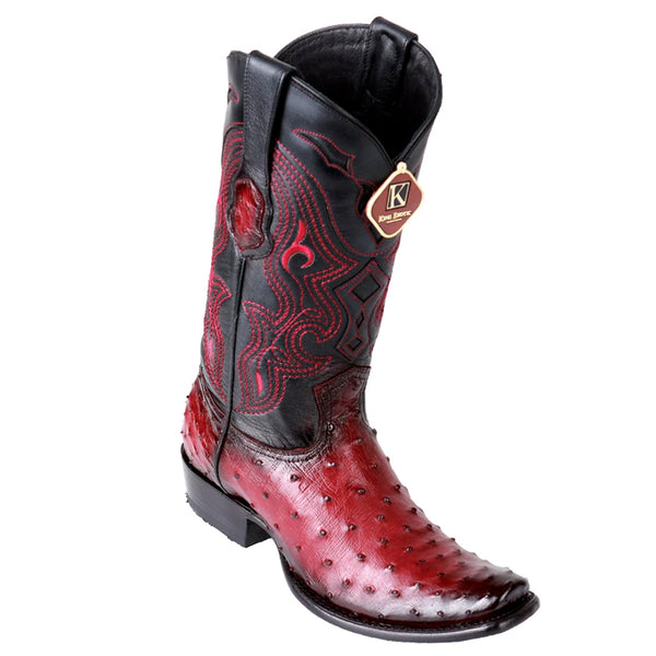 Men's King Exotic Ostrich Boots Dubai Toe Handcrafted  Faded Burgundy (4790343)