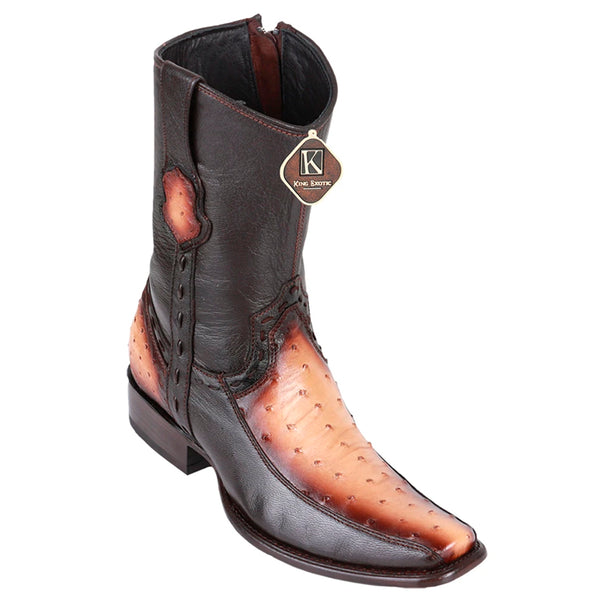 Men's King Exotic Ostrich Boots With Deer Dubai Toe Handcrafted Faded Oryx (479BF0315)