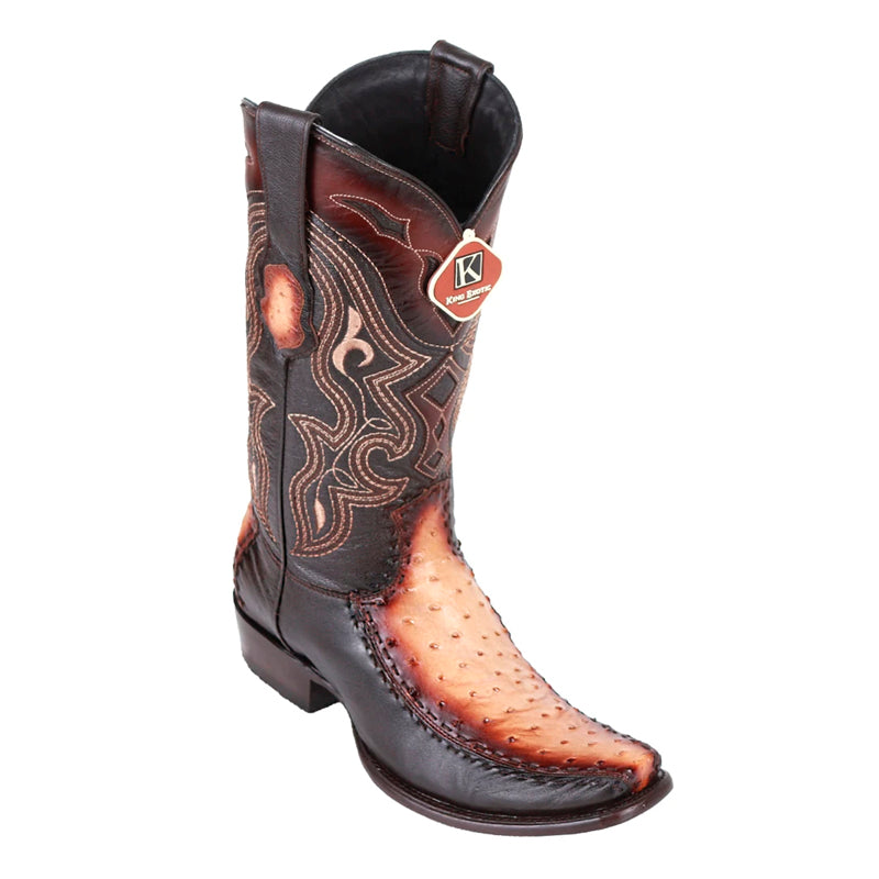 Men's King Exotic Ostrich Boots With Deer Dubai Toe Handcrafted  Faded Oryx (479F0315)