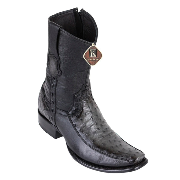 Men's King Exotic Ostrich Boots With Deer Dubai Toe Handcrafted Faded Gray (479BF0338)