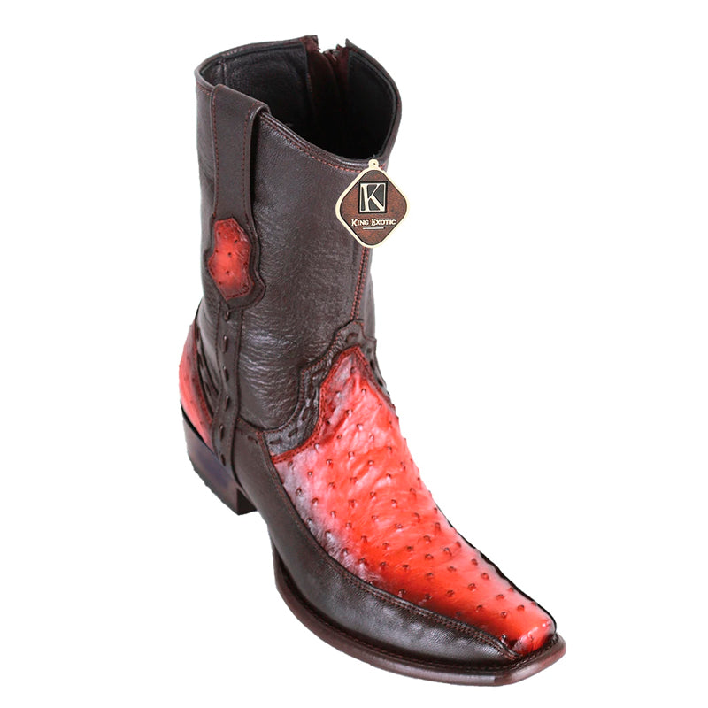 Men's King Exotic Ostrich Boots With Deer Dubai Toe Handcrafted Faded Cognac (479BF0357)