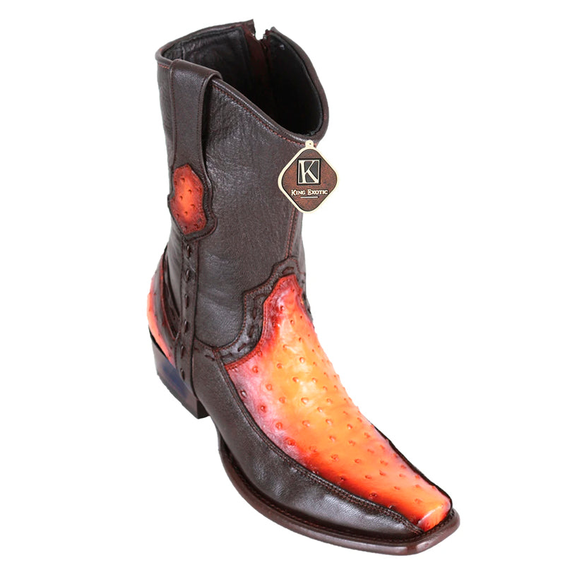 Men's King Exotic Ostrich Boots With Deer Dubai Toe Handcrafted Faded Buttercup (479BF0301)