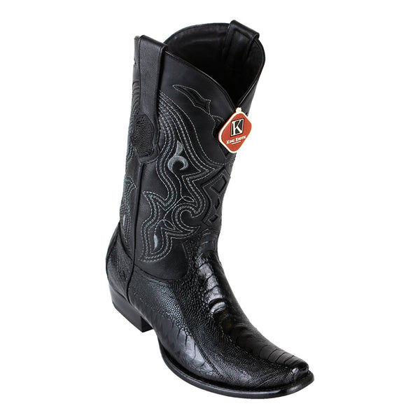 Men's King Exotic Ostrich Leg Boots Dubai Toe Handcrafted Black (4790505)