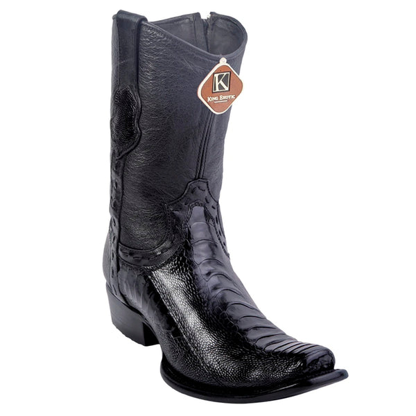 Men's King Exotic Ostrich Leg Boots Dubai Toe Handcrafted Black (479B0505)