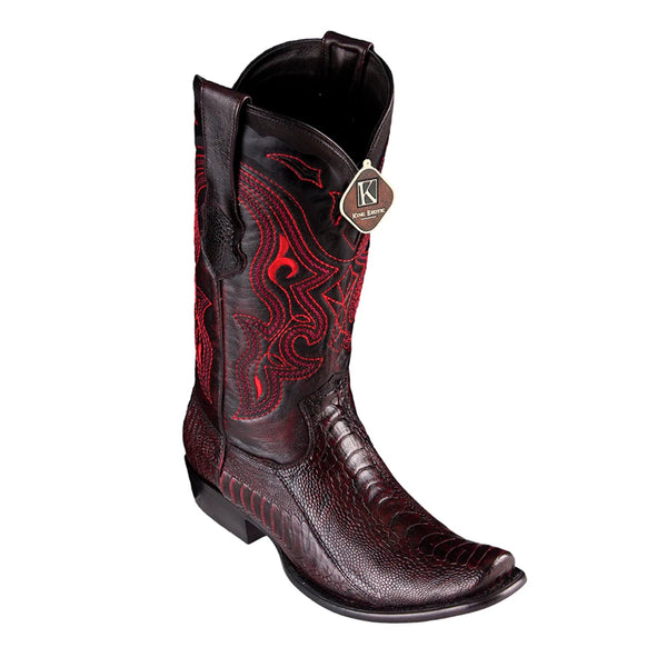 Men's King Exotic Ostrich Leg Boots Dubai Toe Handcrafted Black Cherry (4790518)