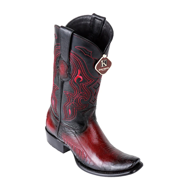 Men's King Exotic Ostrich Leg Boots Dubai Toe Handcrafted  Faded Burgundy (4790543)