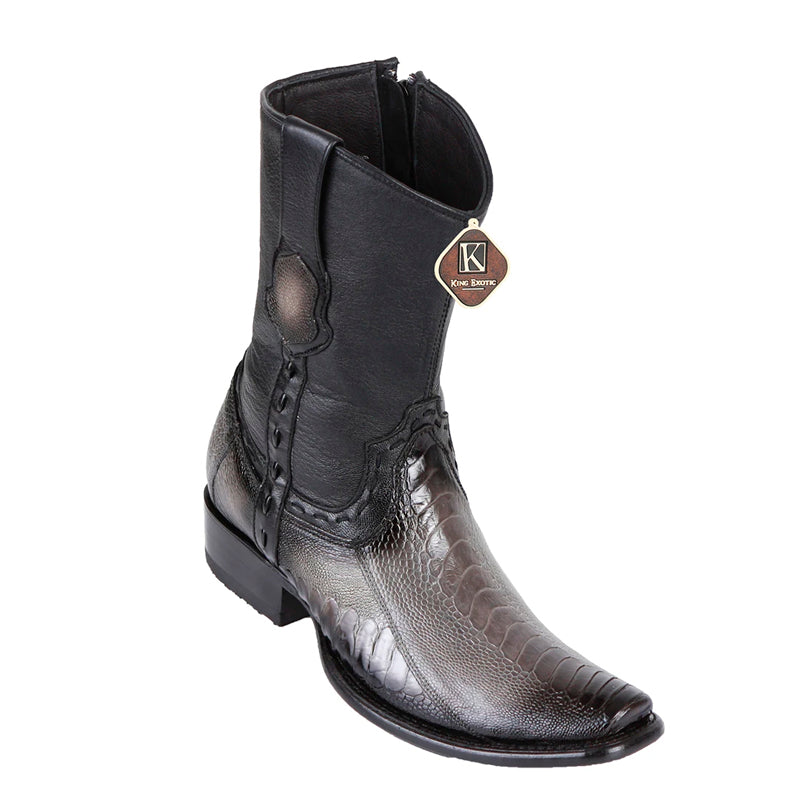 Men's King Exotic Ostrich Leg Boots Dubai Toe Handcrafted  Faded Gray (479B0538)