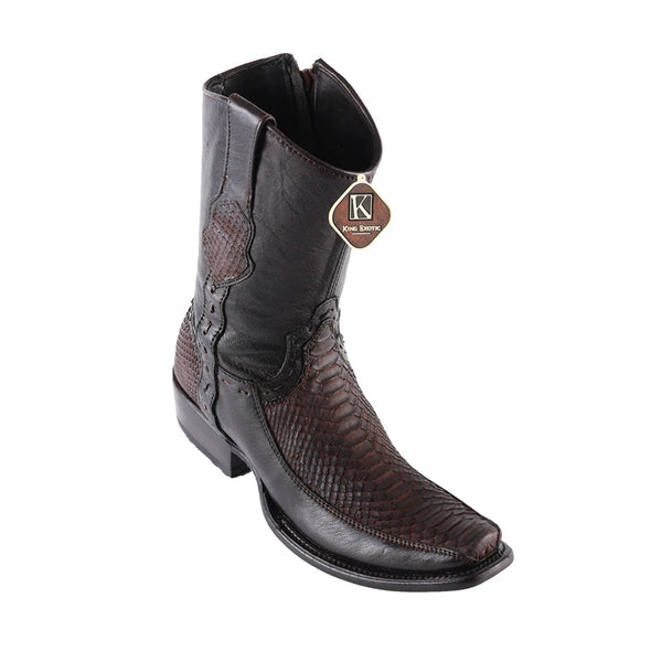 Men's King Exotic Python Boots Dubai Toe Handcrafted Brown Suede (479BN5707)