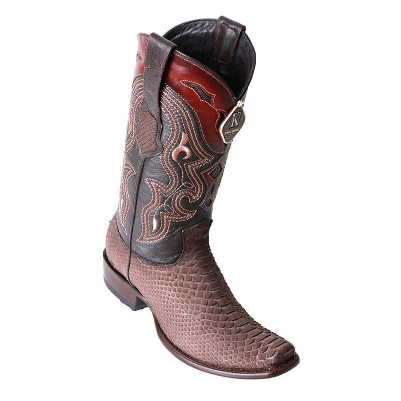 Men's King Exotic Python Boots Dubai Toe Handcrafted Brown Suede Finish (479N5707)