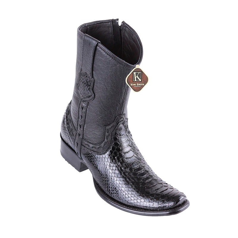 Men's King Exotic Python Boots Dubai Toe Handcrafted Black (479B5705)