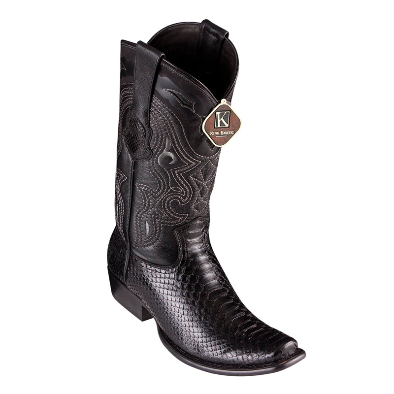 Men's King Exotic Python Boots Dubai Toe Handcrafted Black (4795705)