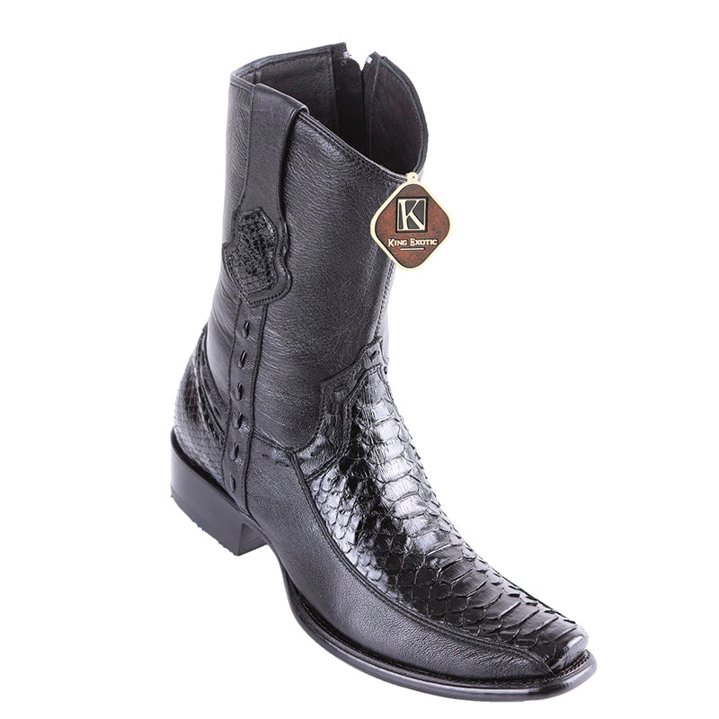 Men's King Exotic Python Boots With Deer Dubai Toe Handcrafted Natural (479BF5705)