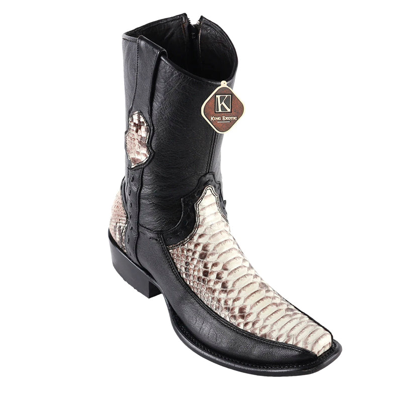 Men's King Exotic Python Boots With Deer Dubai Toe Handcrafted Natural (479BF5749)