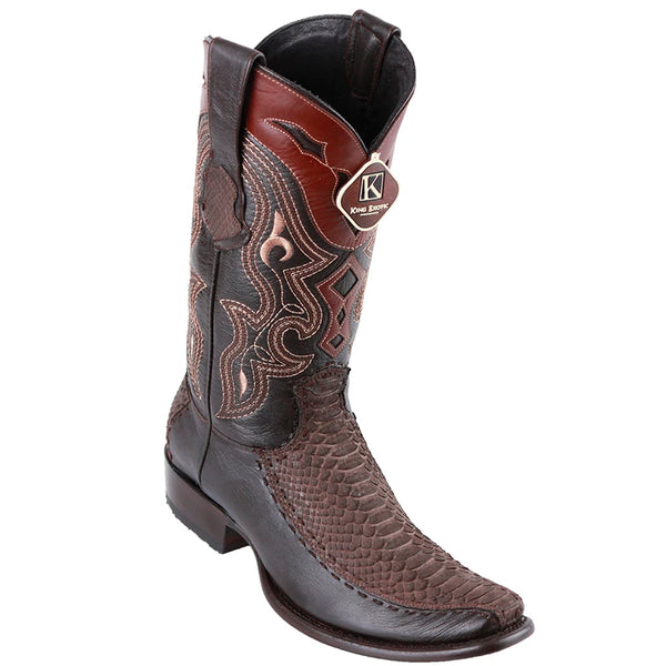 Men's King Exotic Python Boots With Deer Dubai Toe Handcrafted Brown (479FN5707)