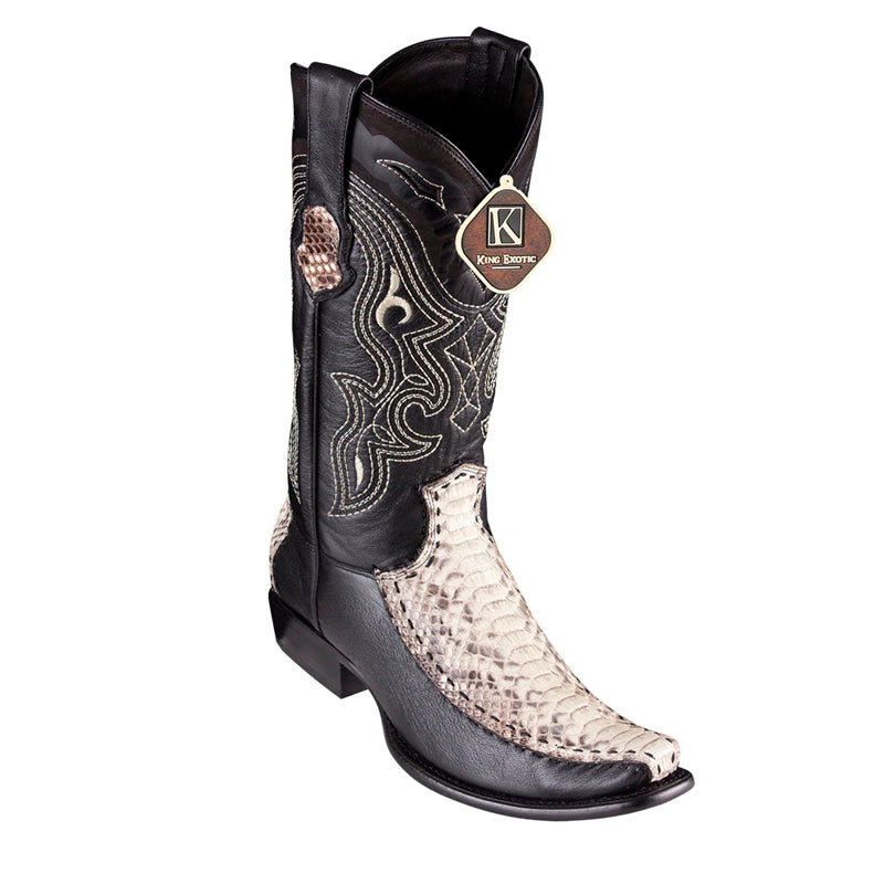 Men's King Exotic Python Boots With Deer Dubai Toe Handcrafted Natural (479F5749)
