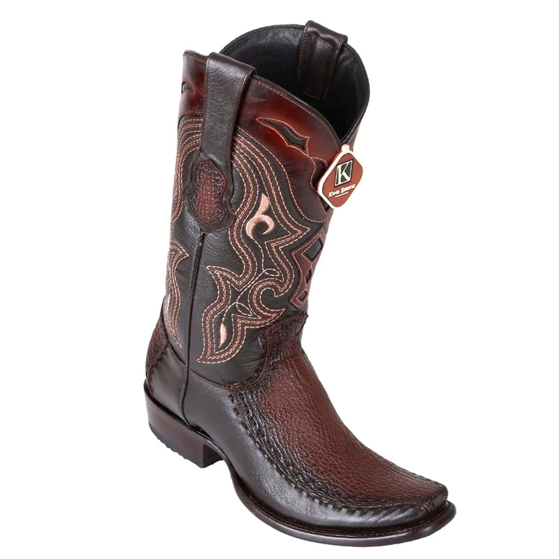 Men's King Exotic Sharkskin Boots With Deer Dubai Toe Handcrafted Faded Brown (479F0916)