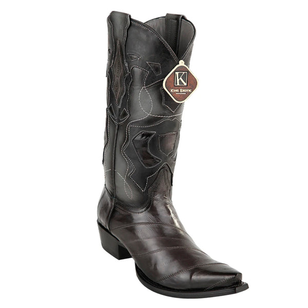Men's King Exotic Snip Toe Eel Boots Handcrafted Burnished Gray (494RD0838)