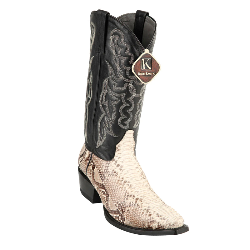 Men's King Exotic Snip Toe Python Snakeskin Boots Handmade Natural (4945749)