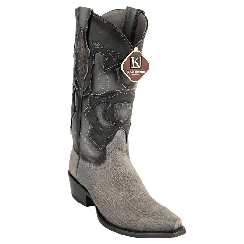 Men's King Exotic Snip Toe Sharkskin Boots Handcrafted Gray (494R0909)