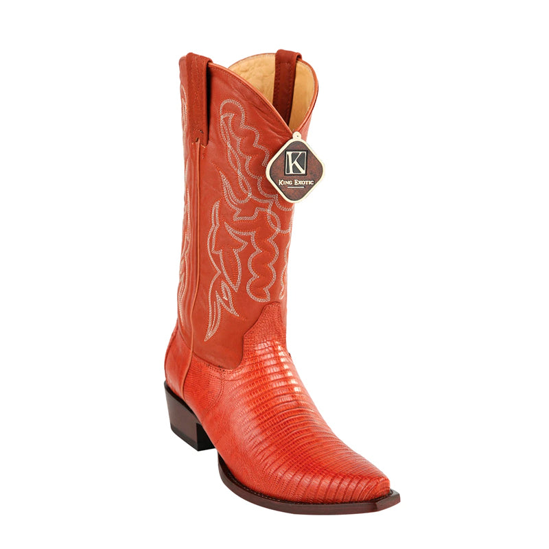 Men's King Exotic Snip Toe Teju Lizard Boots Handcrafted Cognac (4940703)