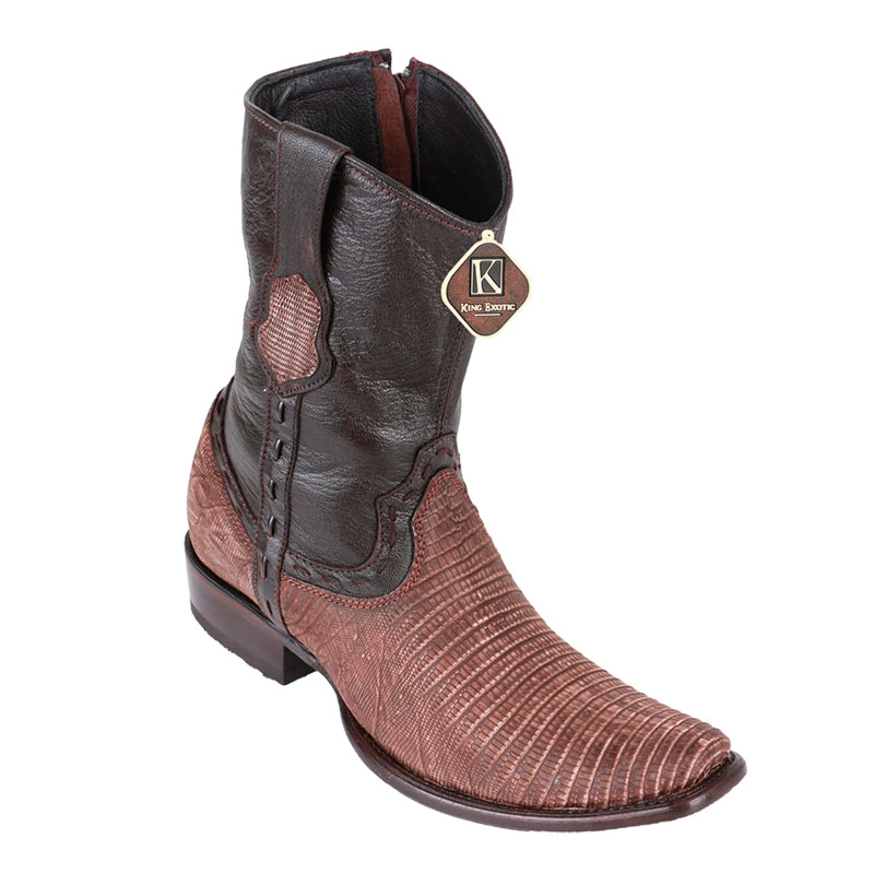 Men's King Exotic Teju Lizard Boots Dubai Toe Handcrafted Sanded Brown (479B0735)