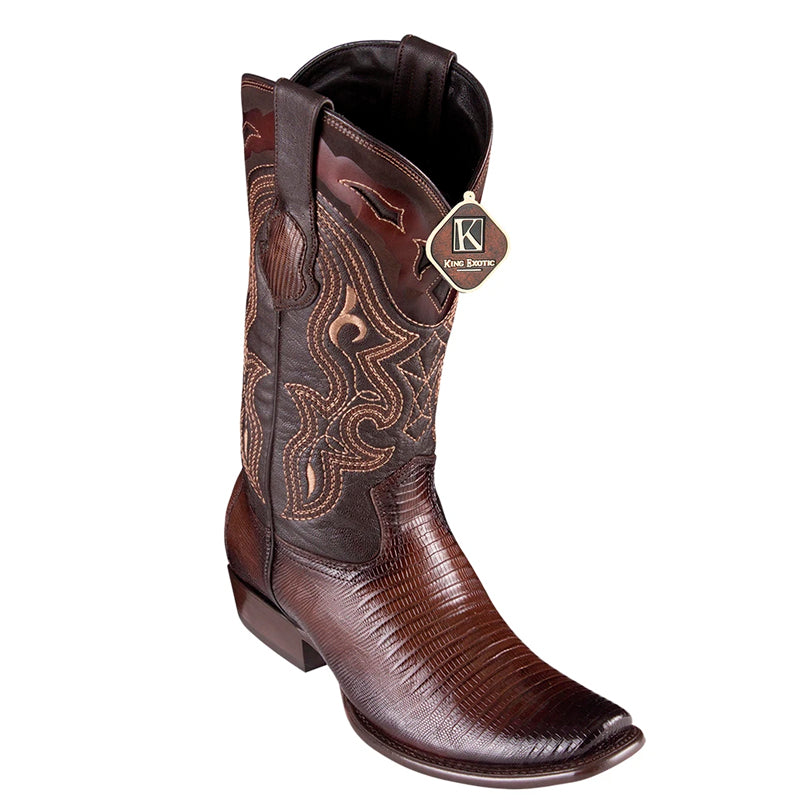 Men's King Exotic Teju Lizard Boots Dubai Toe Handcrafted Faded Brown (4790716)