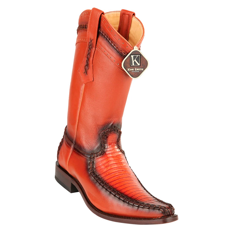 Men's King Exotic Teju Lizard Boots European Toe Handcrafted  Cognac (477bd0703)