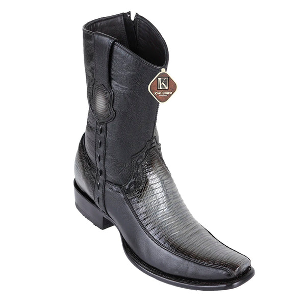 Men's King Exotic Teju Lizard Boots With Deer Dubai Toe Handcrafted  Faded Gray (479BF0738)