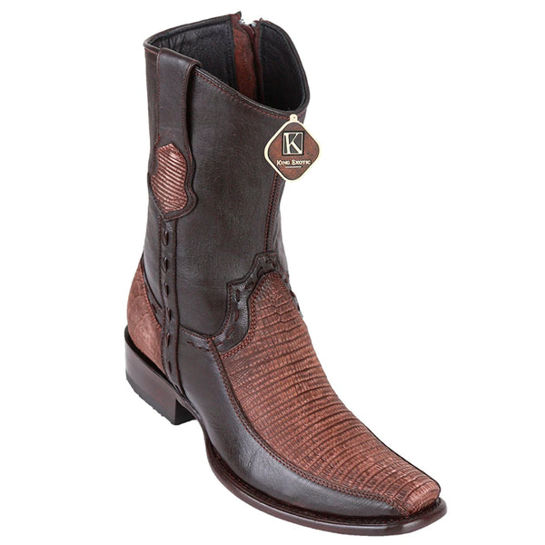 Men's King Exotic Teju Lizard Boots With Deer Dubai Toe Handcrafted  Sanded Brown (479BF0735)