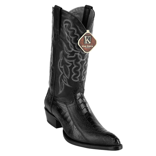 Mens King Exotic Ostrich Leg Boots Black (4980505)