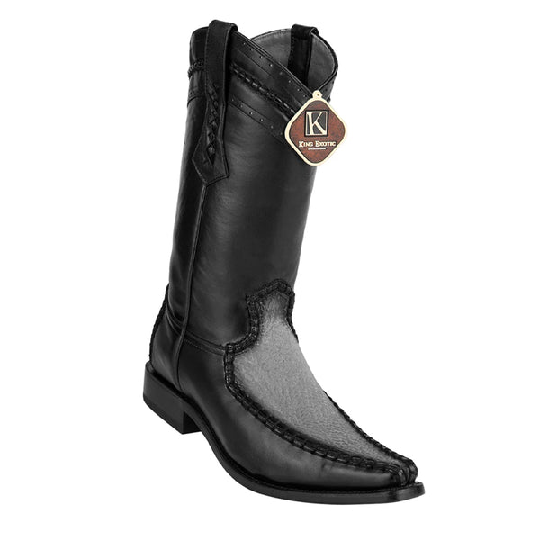 Mens King Exotic Sharkskin European Toe Boots - Black (477bd0905)