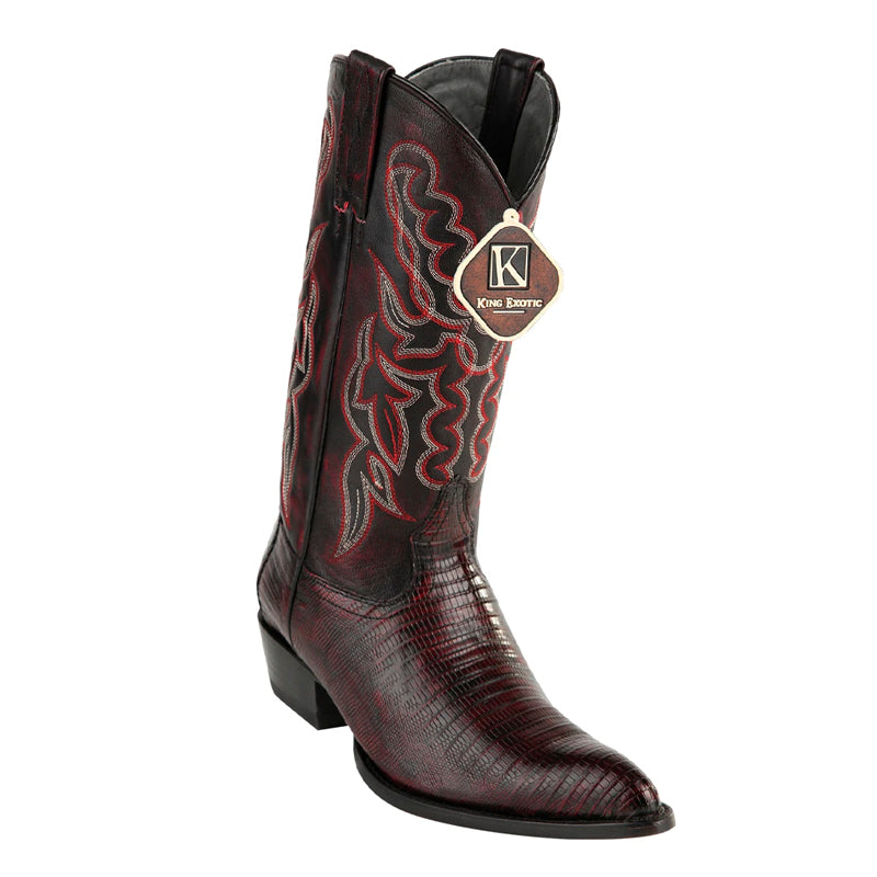 Mens King Exotic Teju Lizard Western Boots Black Cherry (4980718)