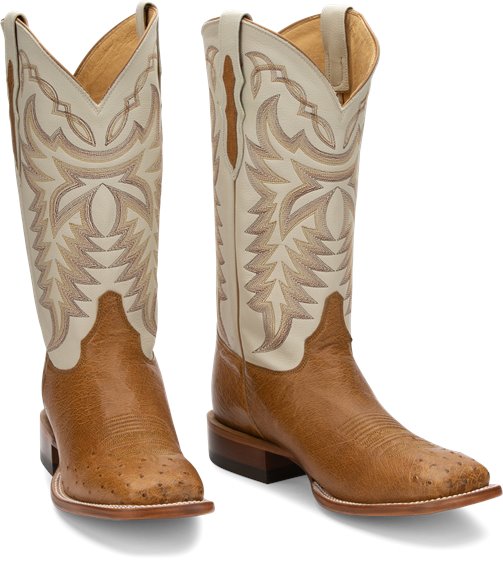 Justin Boots Pascoe Smooth Ostrich - Antique Saddle (8294)