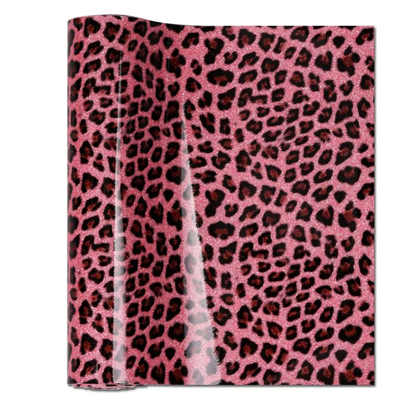 Meneng Glitter Leopard Print Faux Leather Sheet