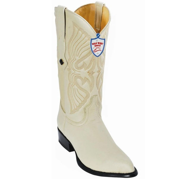 Men's Wild West Genuine Elk Leather J Toe Boots Handmade Winterwhite (2995104)