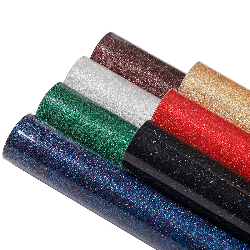 Meneng Assorted Color Chunky Glitter Faux Leather Sheets, Sparkle PU Synthetic Leather Fabric
