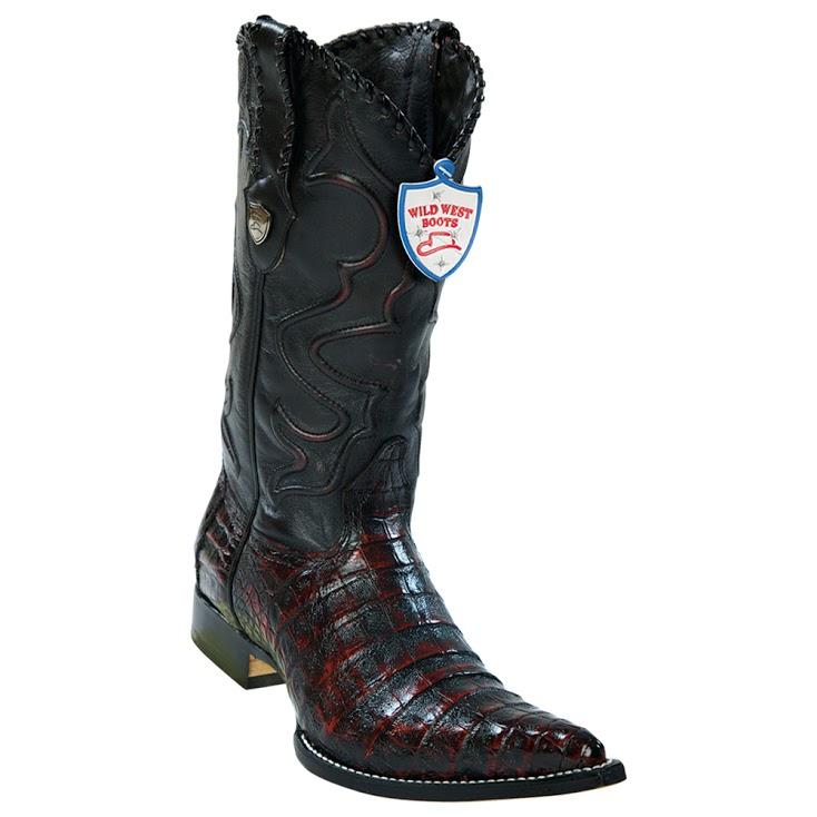 Wild West Boots #2958218 Men's | Color Black Cherry | Men's Wild West Caiman Belly 3x Toe Boots Handcrafted